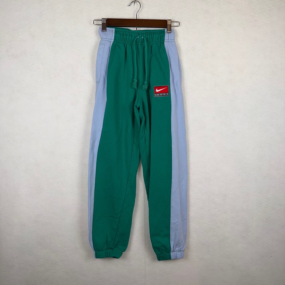 Nike Team Sweatpants XS Green Blue Colorblock Fleece Joggers Retro Athletic